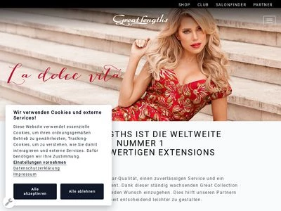 Website von Great Lengths Haarvertriebs GmbH