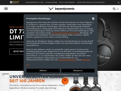 Website von beyerdynamic GmbH & Co. KG