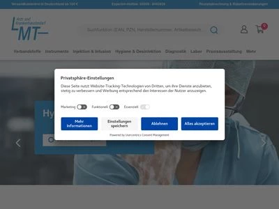Website von LMT - Arzt- und Krankenhausbedarf GmbH & Co. KG