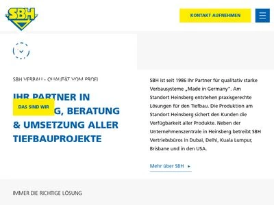 Website von SBH Tiefbautechnik GmbH