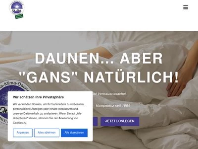 Website von Treude & Metz GmbH & Co. KG Daunen- & Bettfedernfabrik