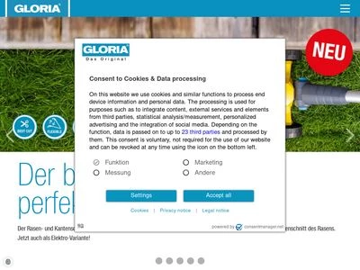 Website von GLORIA Haus- und Gartengeräte GmbH