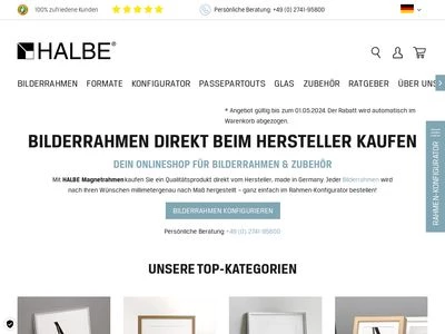 Website von HALBE Bilderrahmen GmbH