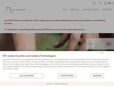 Website von MG Naturkosmetik GmbH