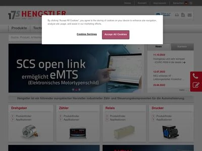 Website von Hengstler GmbH