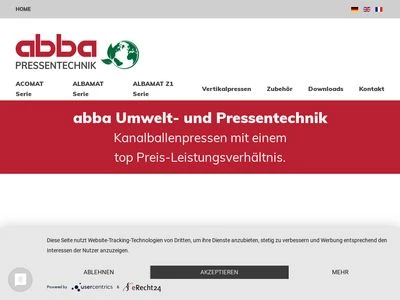 Website von abba-Pressen Vertriebs GmbH & Co KG