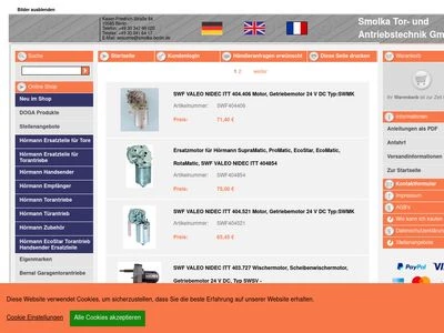 Website von SMOLKA Tor- und Antriebstechnik Berlin