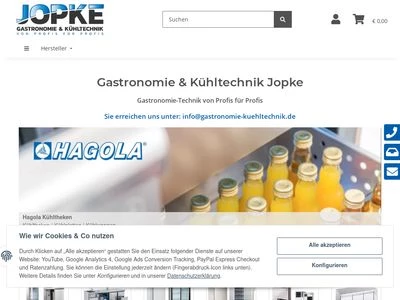 Website von Jopke Gastronomie- und Kältetechnik