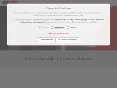 Website von AKKU Mäser GmbH