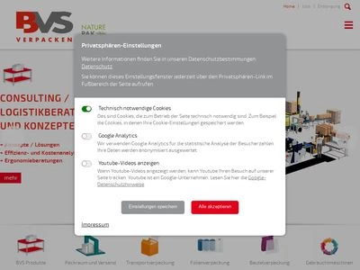 Website von BVS Verpackungs-Systeme GmbH