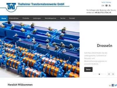 Website von Thalheimer Transformatorenwerke GmbH