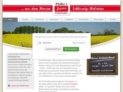 Website von Probsteier Wurstfabrik Pfeifer GmbH & Co. KG