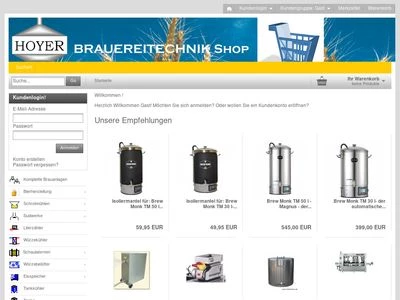 Website von HOYER Brauereitechnik