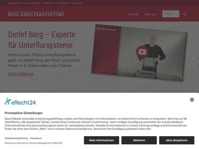 Website von Berg Kabeltragsysteme GmbH