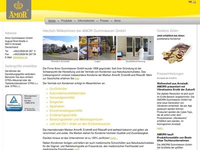 Website von AMOR Gummiwaren GmbH