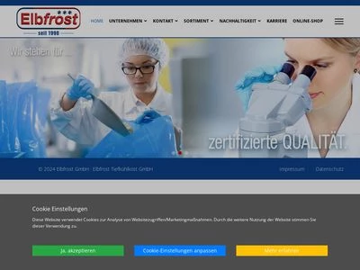Website von Elbfrost GmbH
