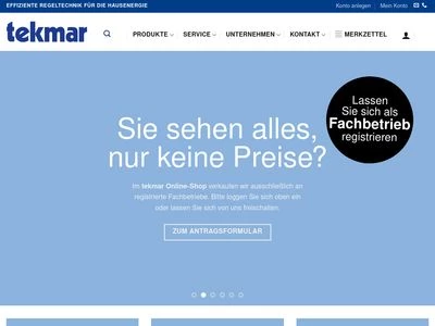 Website von tekmar Regelsysteme GmbH