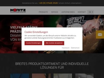 Website von Moritz Diamantwerkzeugherstellung OHG
