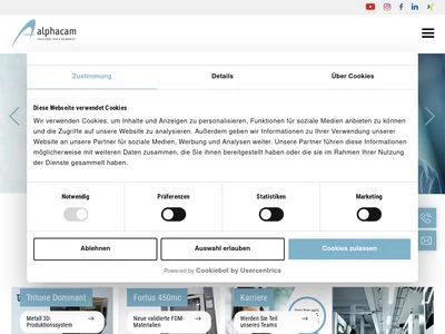 Website von alphacam GmbH