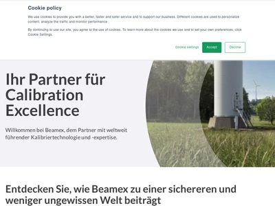 Website von Beamex GmbH