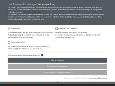 Website von ProPack Dichtungen und Packungen AG