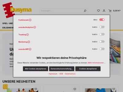 Website von Dusyma Kindergartenbedarf GmbH