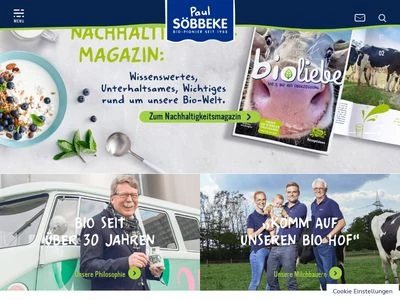 Website von Molkerei Söbbeke GmbH