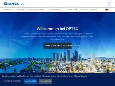 Website von OPTEX Technologies BV