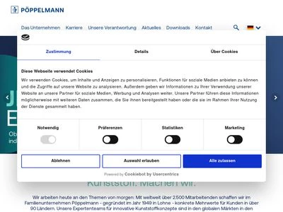 Website von Pöppelmann GmbH & Co. KG Kunststoffwerk – Werkzeugbau