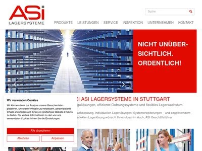 Website von ASI Lagertechnik GmbH
