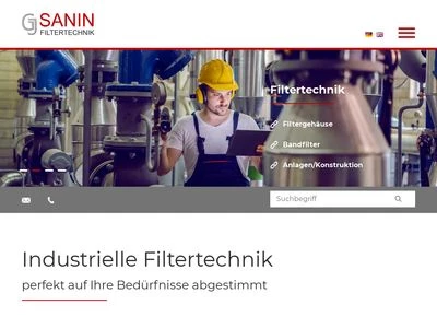 Website von Sanin Filtertechnik GmbH