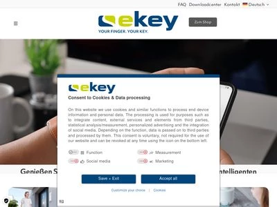 Website von ekey biometric systems Deutschland GmbH