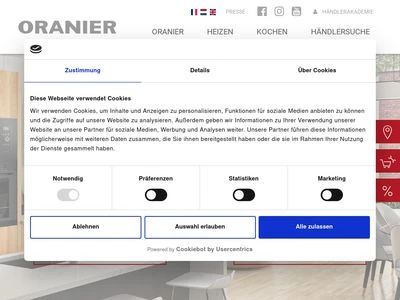 Website von ORANIER Küchentechnik GmbH