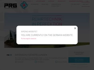 Website von PRG - Präzisions-Rührer-Gesellschaft mbH