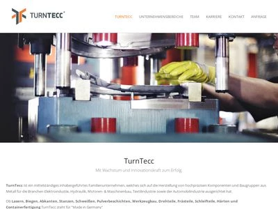 Website von TurnTecc Blech und Coating GmbH & Co. KG