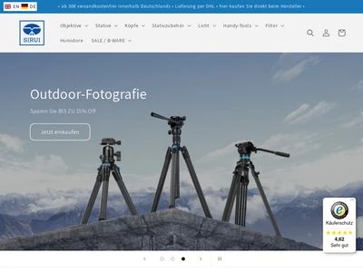 Website von SIRUI Optical GmbH