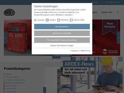 Website von ARDEX GmbH