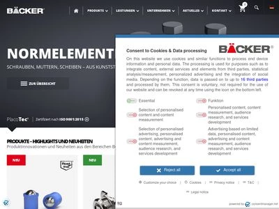 Website von BÄCKER GmbH & Co KG
