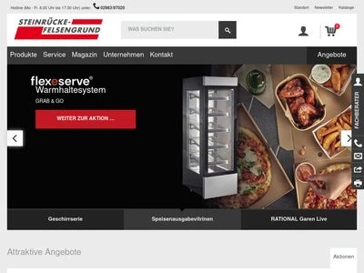 Website von Steinrücke-Felsengrund Gastronomiebedarf -Großküchentechnik