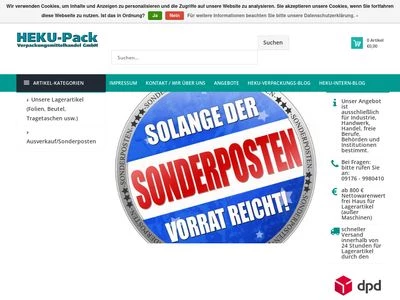 Website von HEKU-Pack Verpackungsmittelhandel GmbH