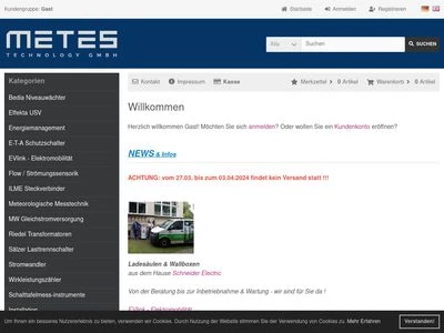 Website von metes technology GmbH