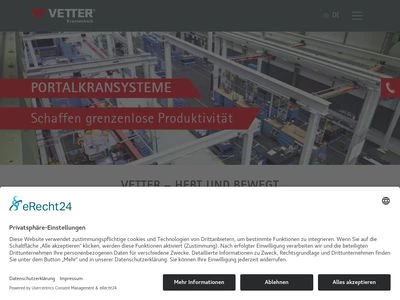 Website von VETTER Krantechnik GmbH