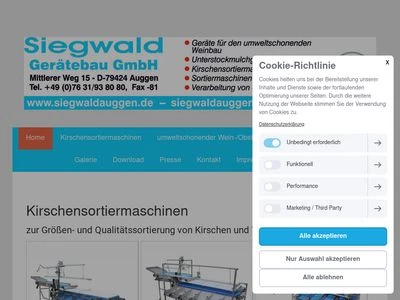Website von Siegwald Gerätebau GmbH