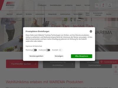 Website von WAREMA Renkhoff GmbH