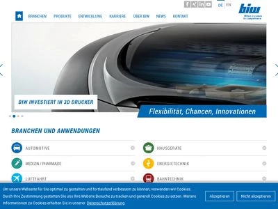 Website von BIW Isolierstoffe GmbH