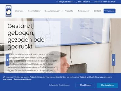 Website von Uebele GmbH Stanztechnik