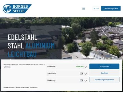 Website von Borges GmbH -Schalldämpfer, Rohre, Tanks