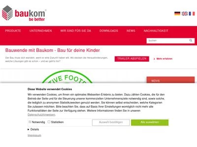 Website von BauKom Bauprodukte GmbH