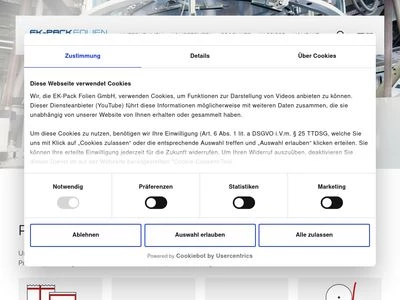 Website von EK-Pack Folien GmbH