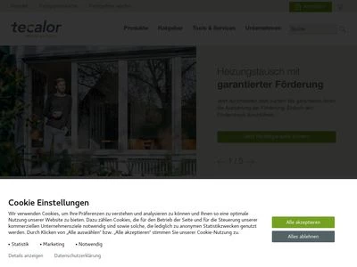 Website von tecalor GmbH